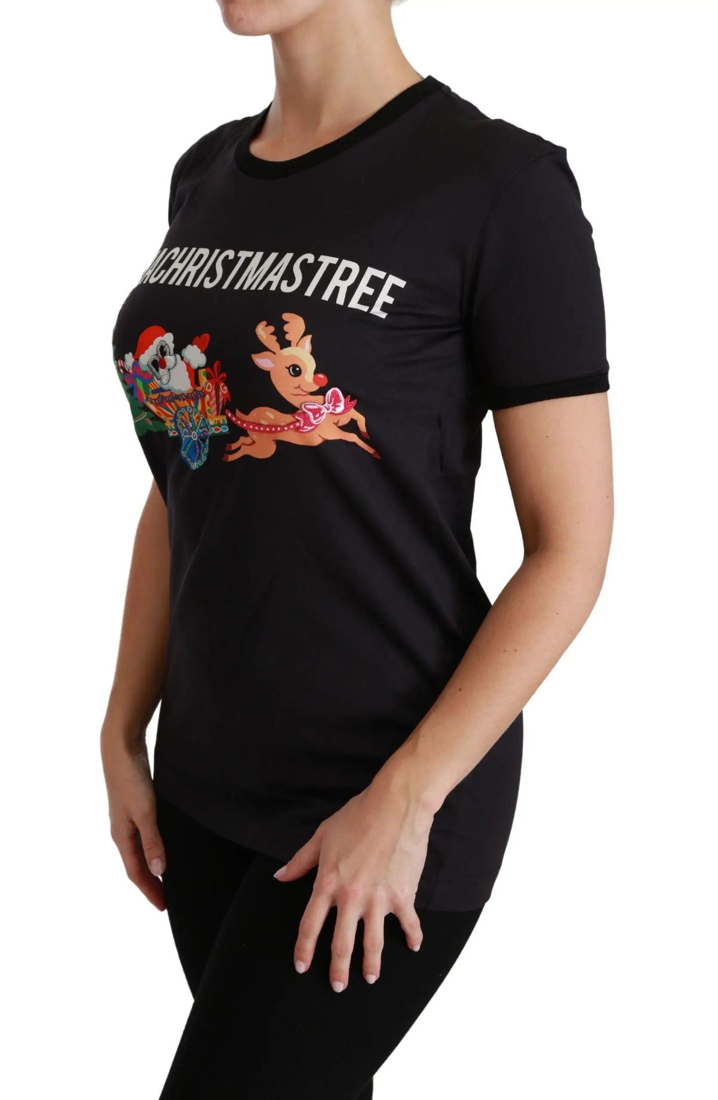 Dolce & Gabbana Black #ImAChristmasTree Crewneck Top T-shirt by Dolce & Gabbana