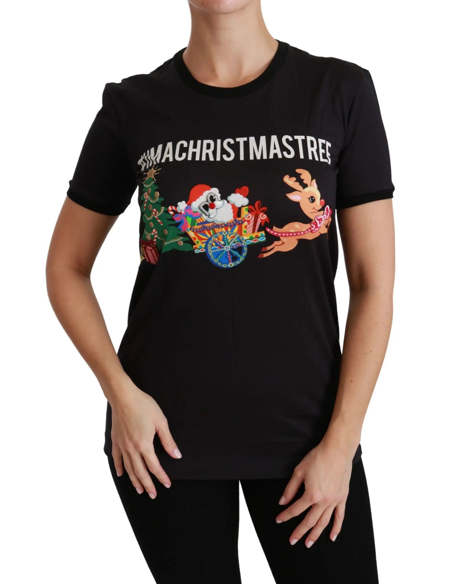 Dolce & Gabbana Black #ImAChristmasTree Crewneck Top T-shirt by Dolce & Gabbana