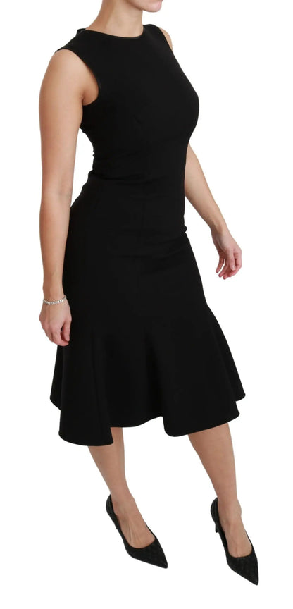 Dolce & Gabbana Black Fit Flare Wool Stretch Sheath Dress by Dolce & Gabbana