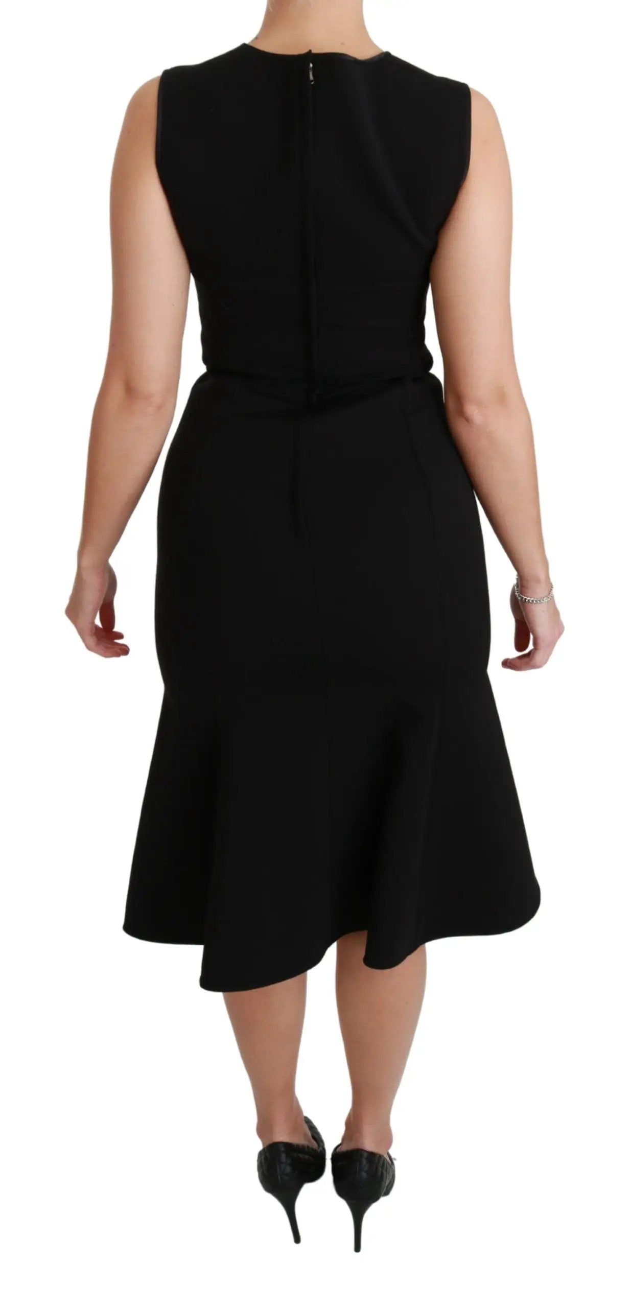 Dolce & Gabbana Black Fit Flare Wool Stretch Sheath Dress by Dolce & Gabbana