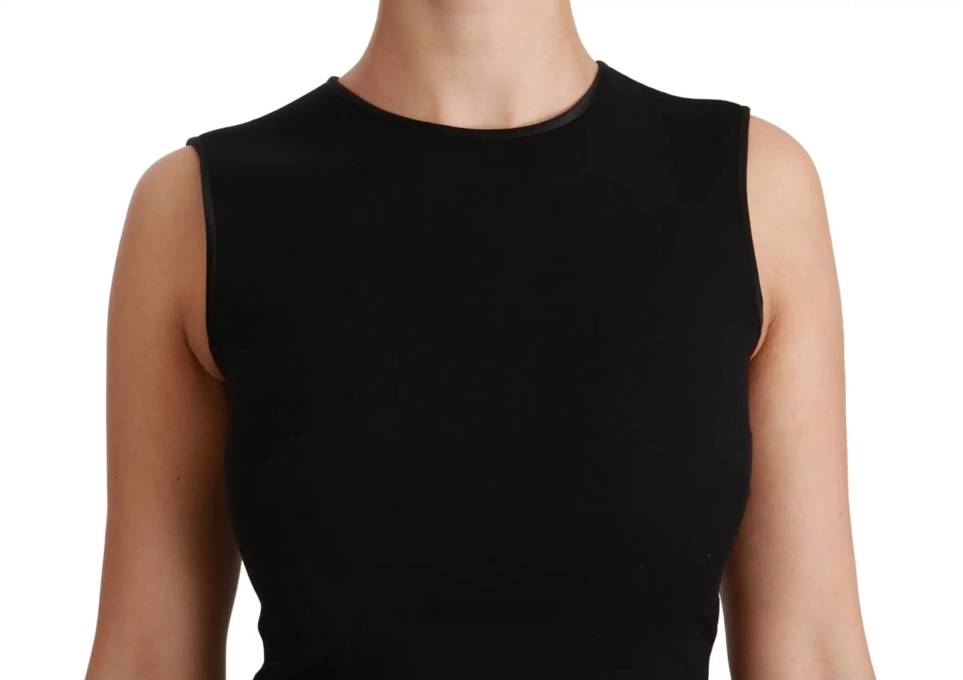 Dolce & Gabbana Black Fit Flare Wool Stretch Sheath Dress by Dolce & Gabbana
