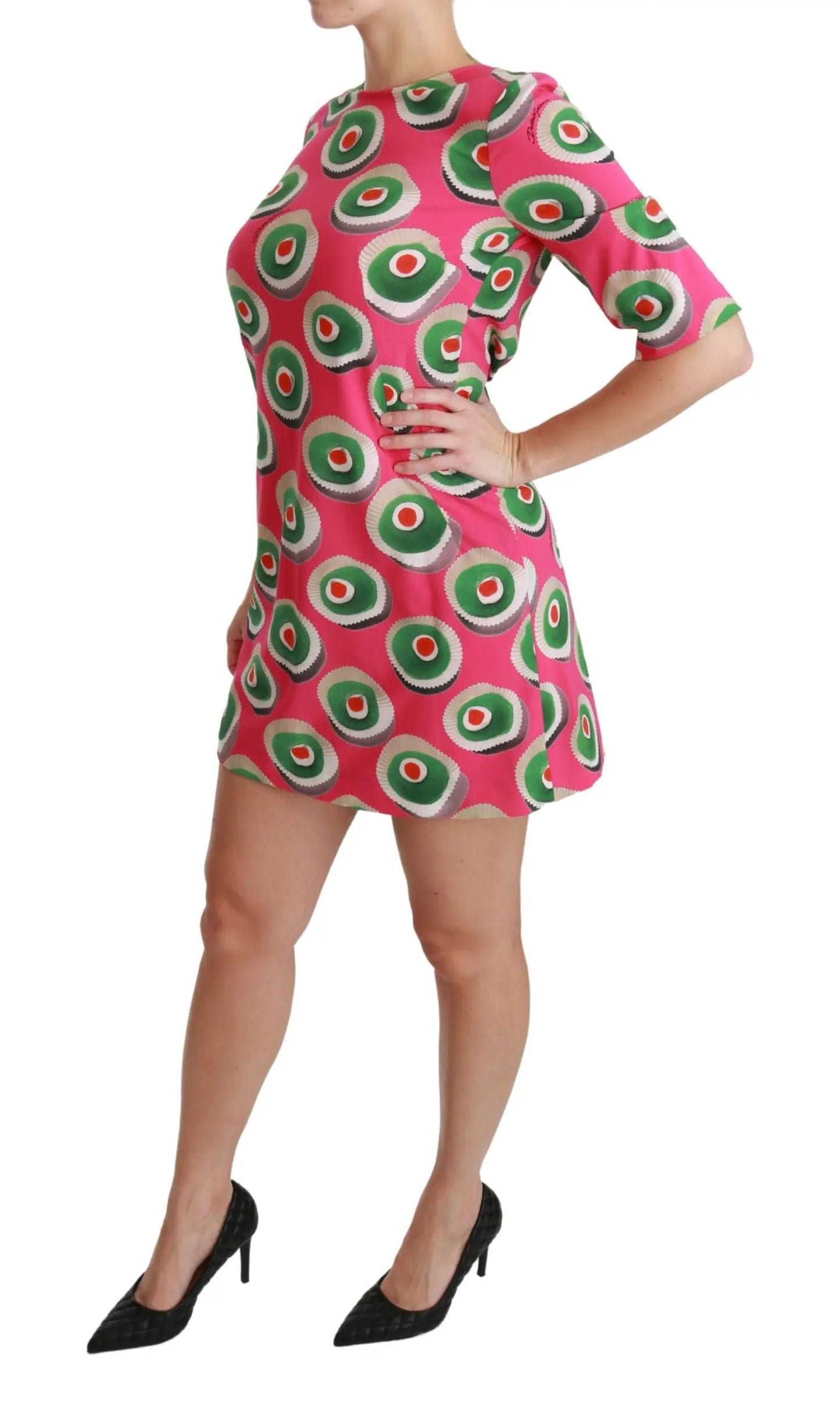 Dolce & Gabbana Pink Silk Cup Cake Shift Stretch Dress by Dolce & Gabbana