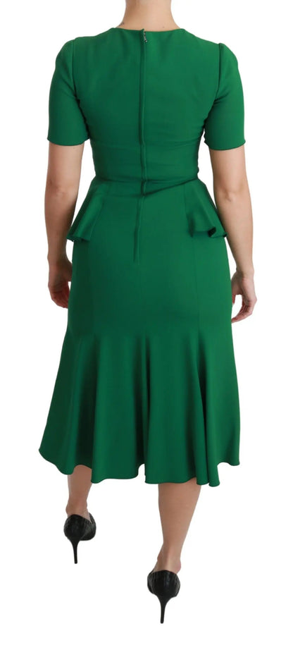 Dolce & Gabbana Green Heart Patch Mermaid Midi Viscose Dress by Dolce & Gabbana