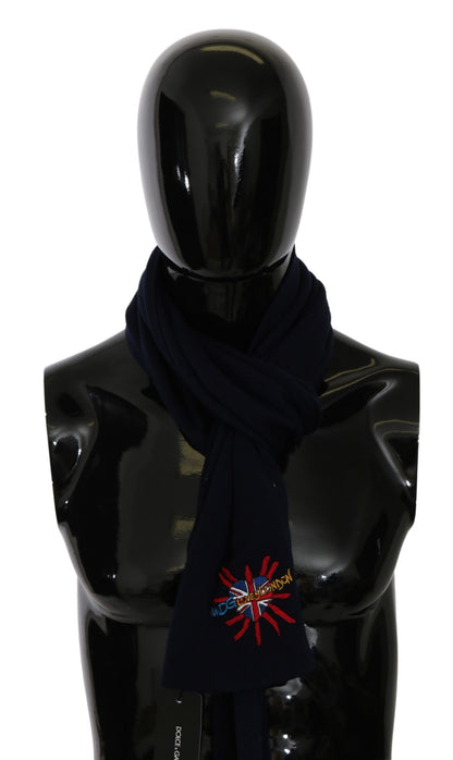 Écharpe Dolce & Gabbana homme #DGLovesLondon en laine vierge bleu – MS5641