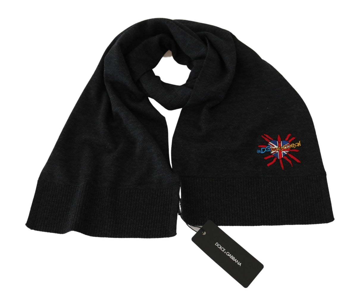 Écharpe Dolce & Gabbana homme #DGLovesLondon en laine vierge grise – MS5642