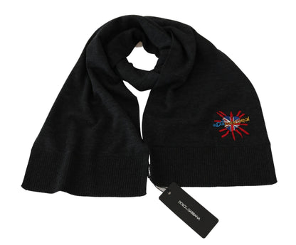 Écharpe Dolce & Gabbana homme #DGLovesLondon en laine vierge grise – MS5642
