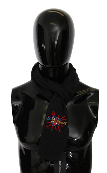 Écharpe Dolce & Gabbana homme #DGLovesLondon en laine vierge grise – MS5642