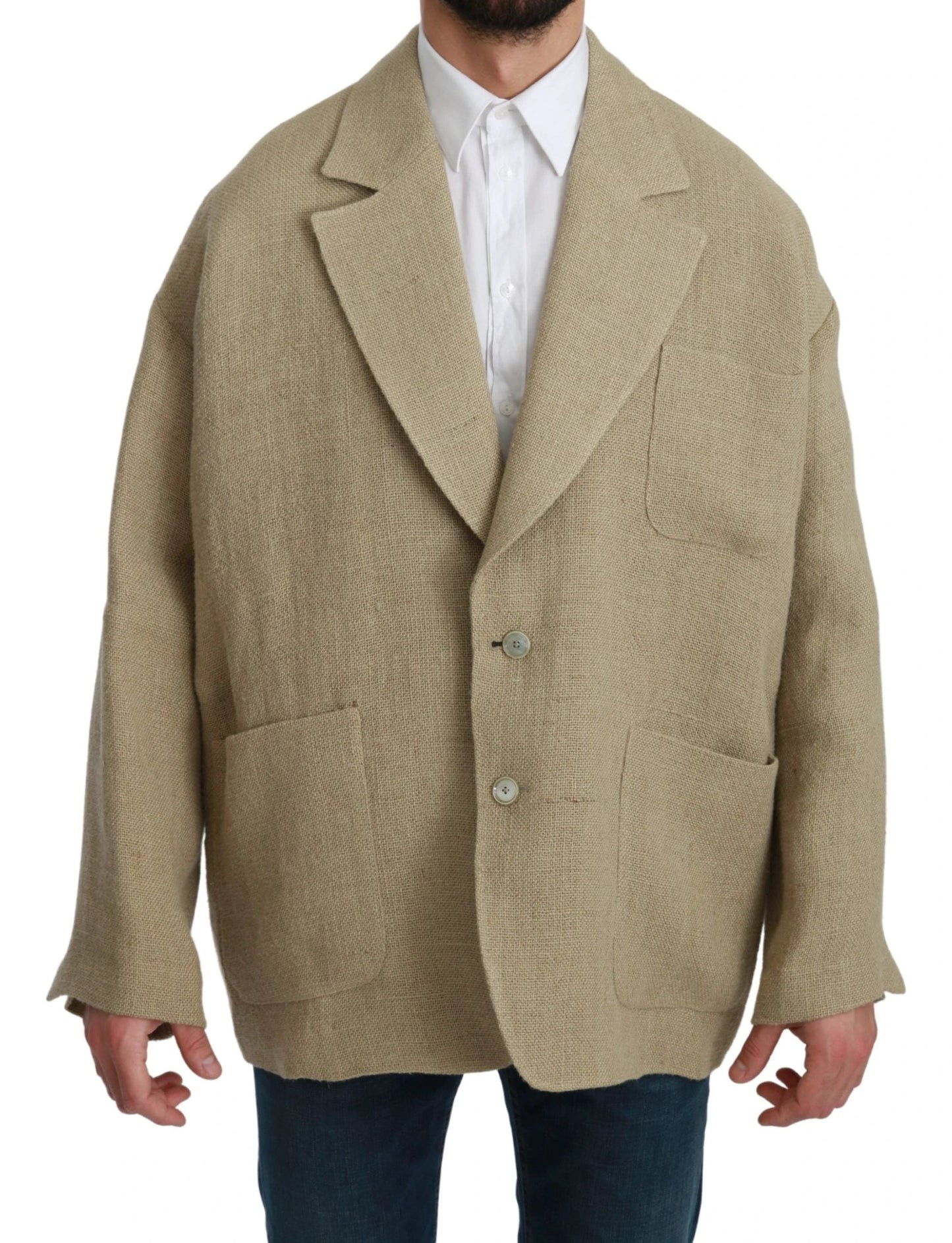 Dolce & Gabbana Beige Jacket Coat 100% Jute Blazer Coat