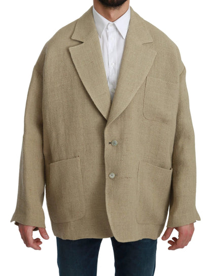 Dolce & Gabbana Beige Jacket Coat 100% Jute Blazer Coat