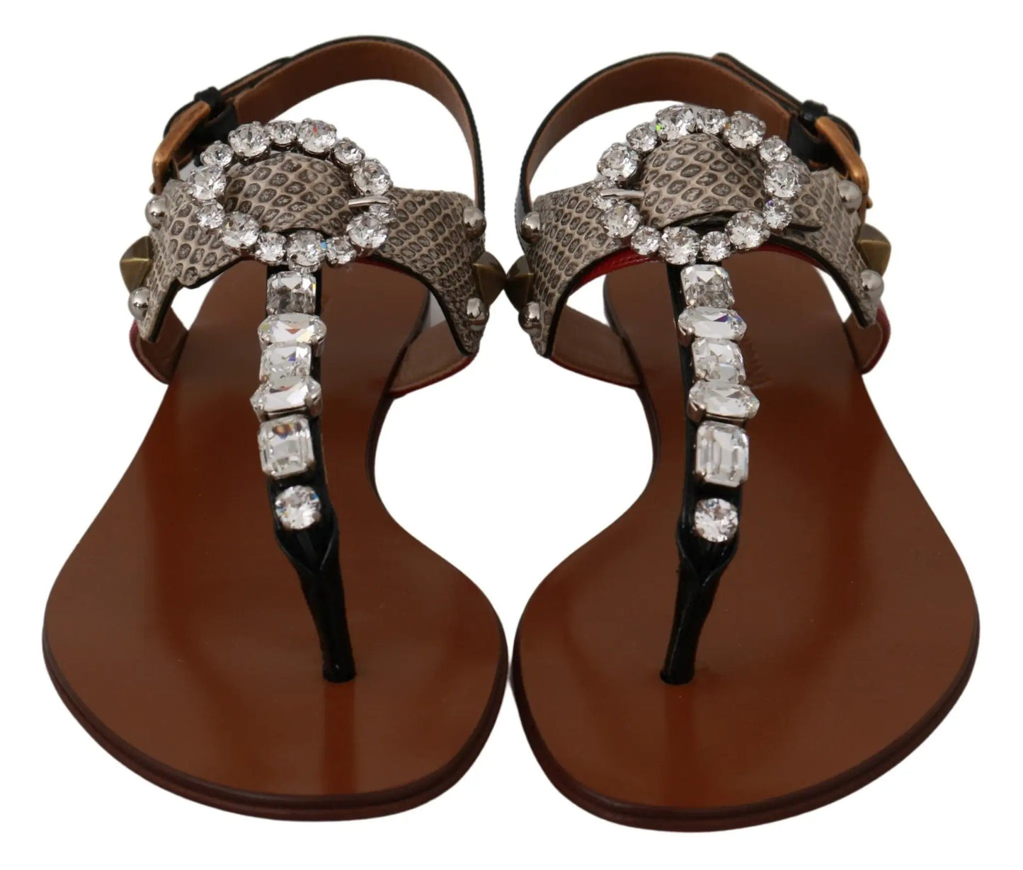 Dolce & Gabbana Leather Ayers Crystal Sandals Flip Flops Shoes by Dolce & Gabbana
