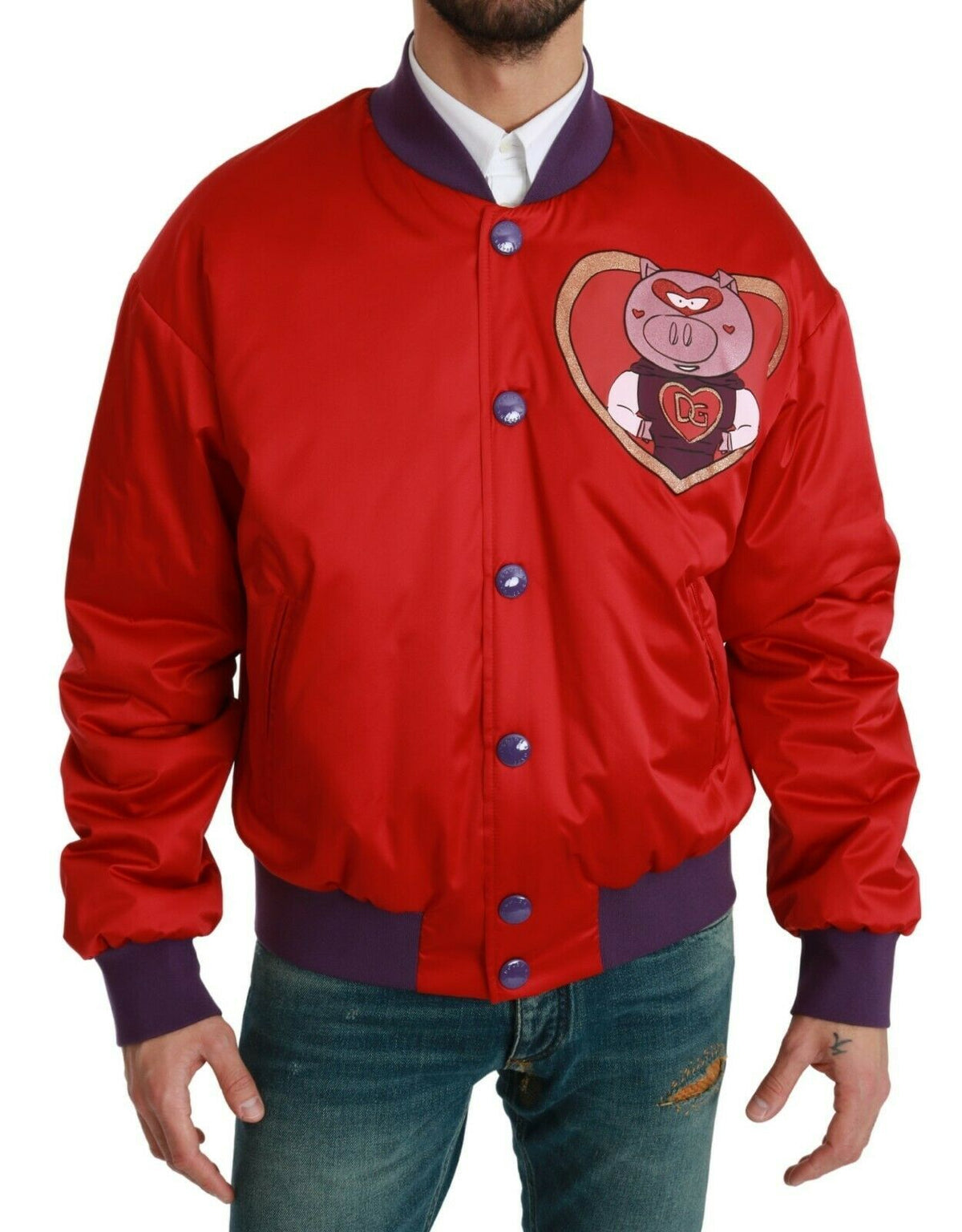 Bomber Dolce & Gabbana homme Year of the Pig en polyester rouge – JKT2610