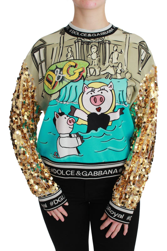 Sweat-shirt Dolce & Gabbana femme Year of the Pig à sequins multicolore – TSH4667
