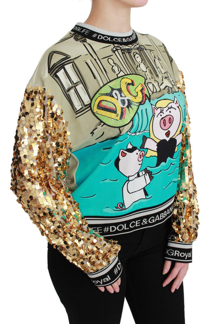 Sweat-shirt Dolce & Gabbana femme Year of the Pig à sequins multicolore – TSH4667