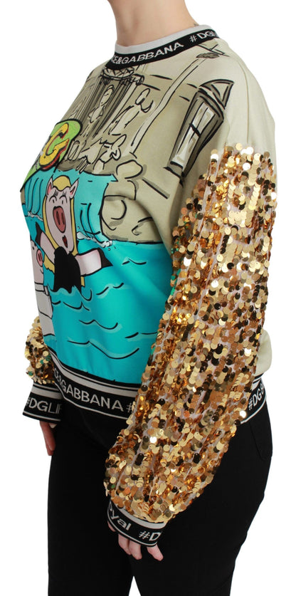 Sweat-shirt Dolce & Gabbana femme Year of the Pig à sequins multicolore – TSH4667