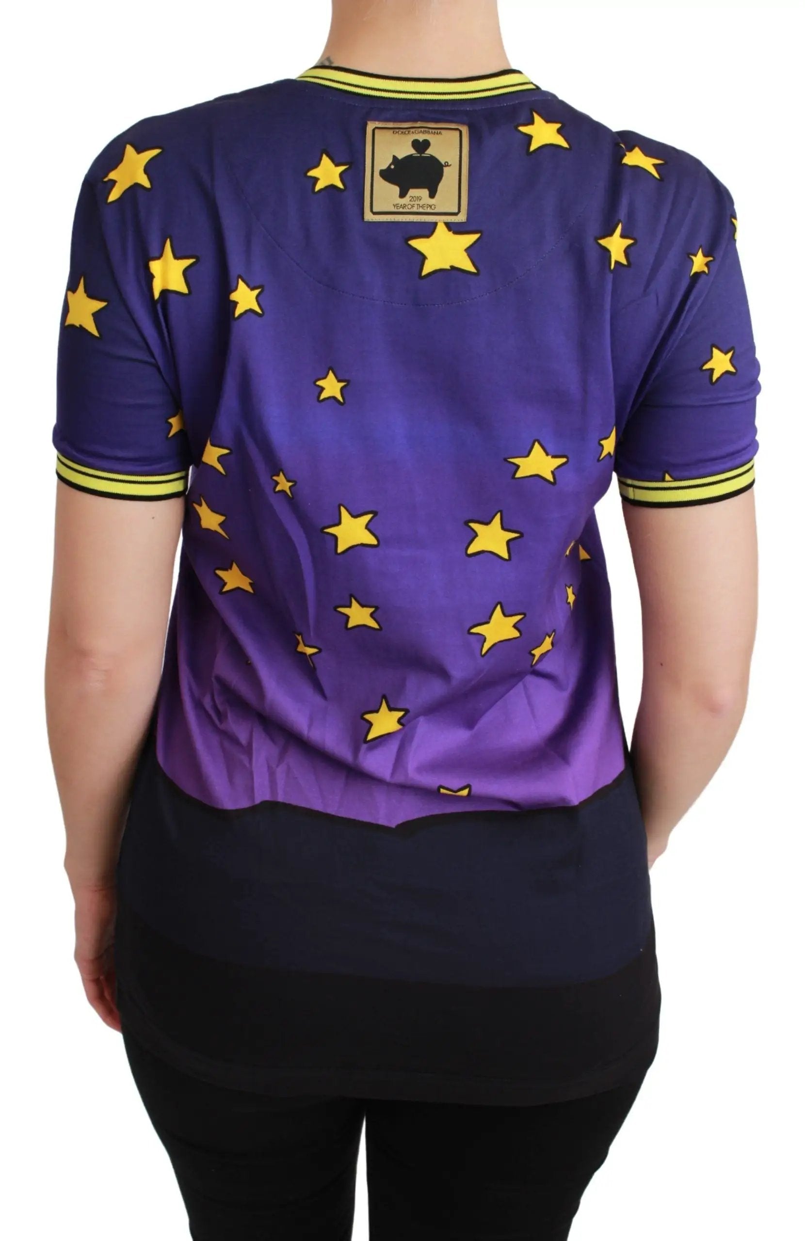 Dolce & Gabbana Purple YEAR OF THE PIG Top Cotton T-shirt by Dolce & Gabbana