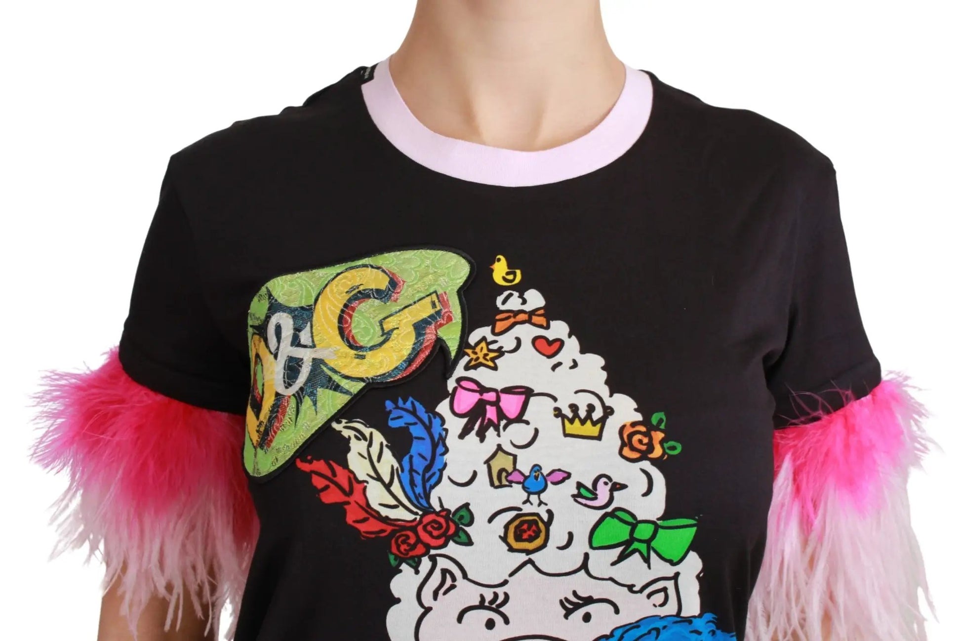 Dolce & Gabbana Black YEAR OF THE PIG Top Cotton T-shirt by Dolce & Gabbana