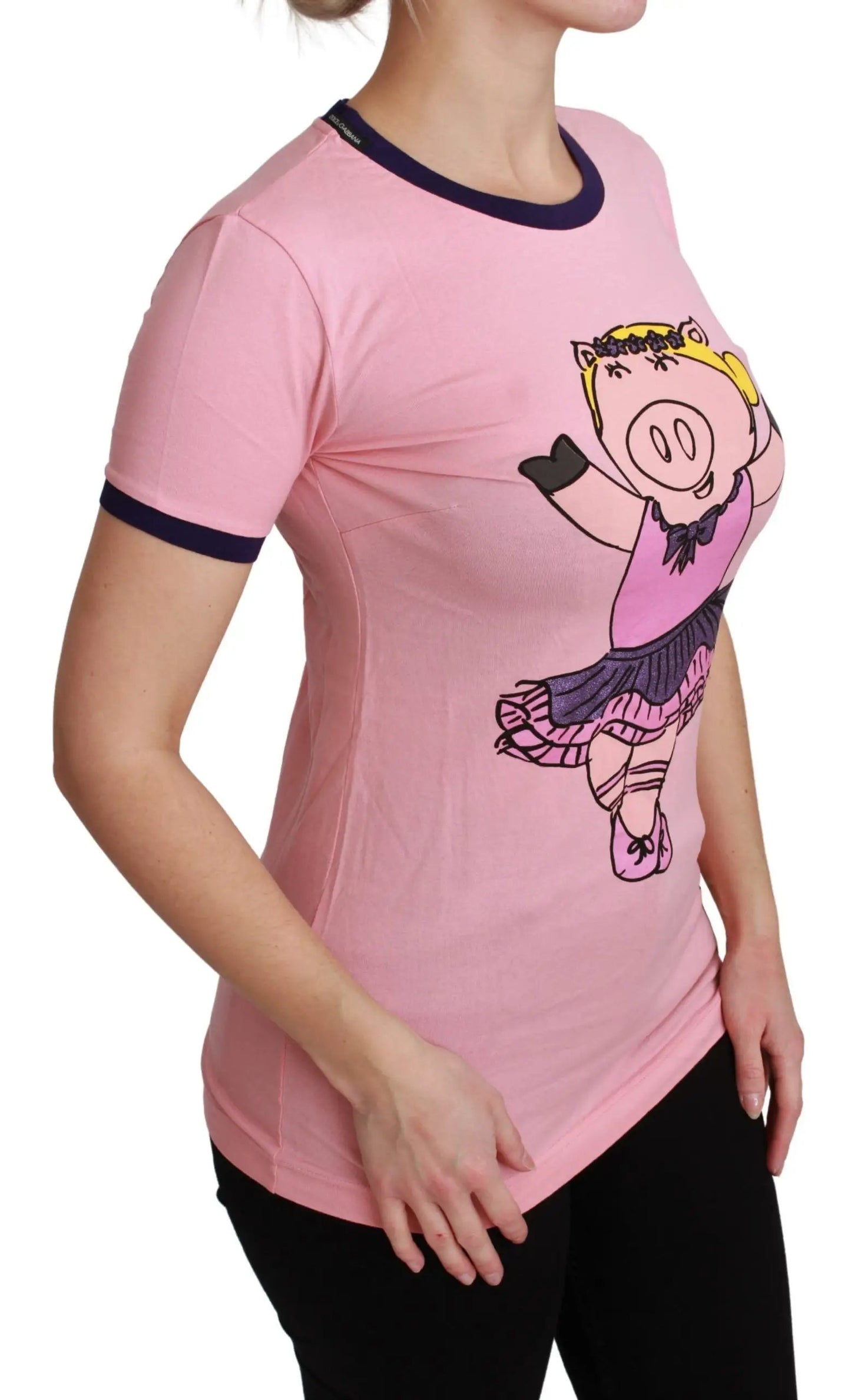 Dolce & Gabbana Pink YEAR OF THE PIG Top Cotton T-shirt by Dolce & Gabbana