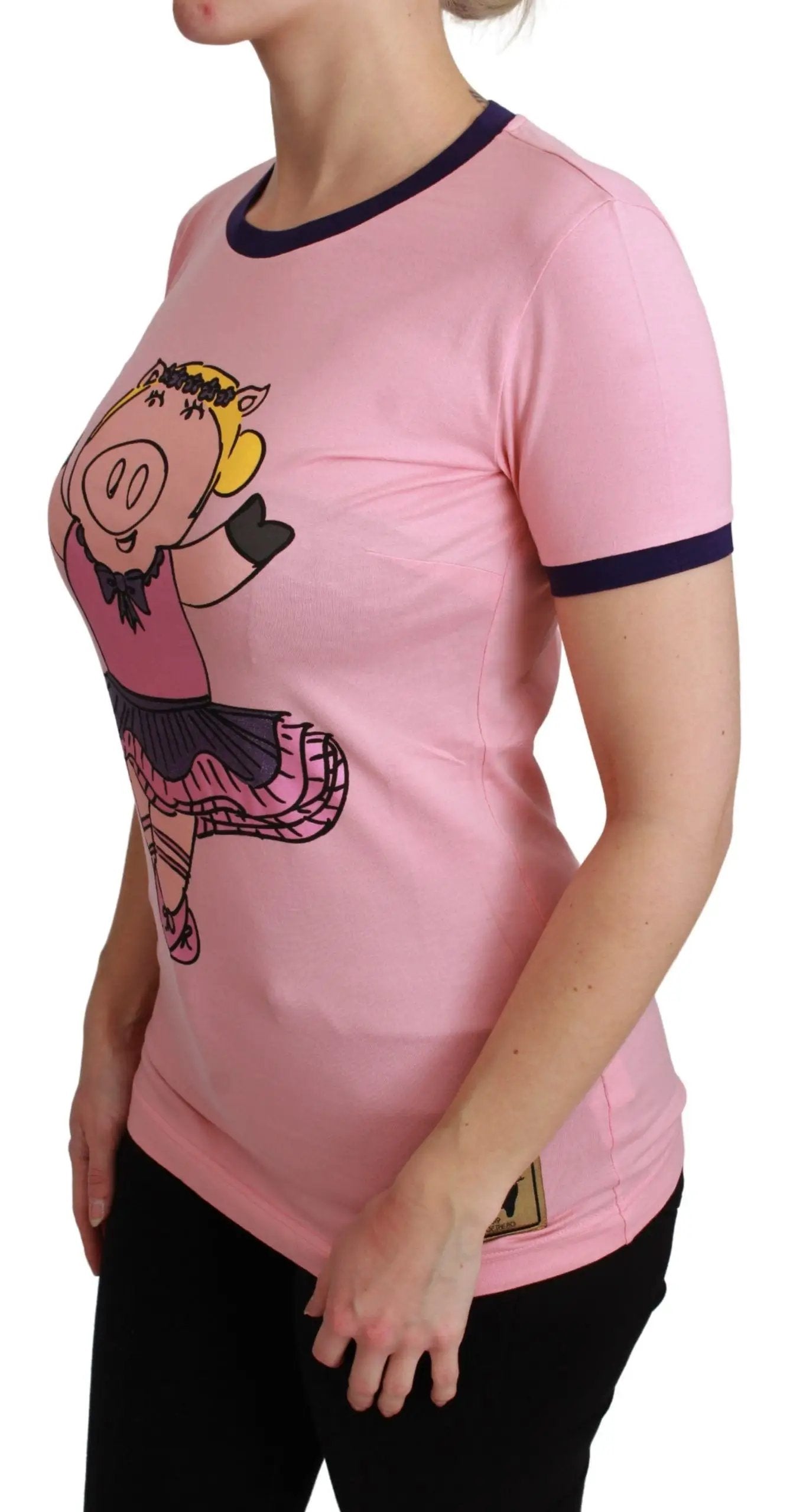 Dolce & Gabbana Pink YEAR OF THE PIG Top Cotton T-shirt by Dolce & Gabbana