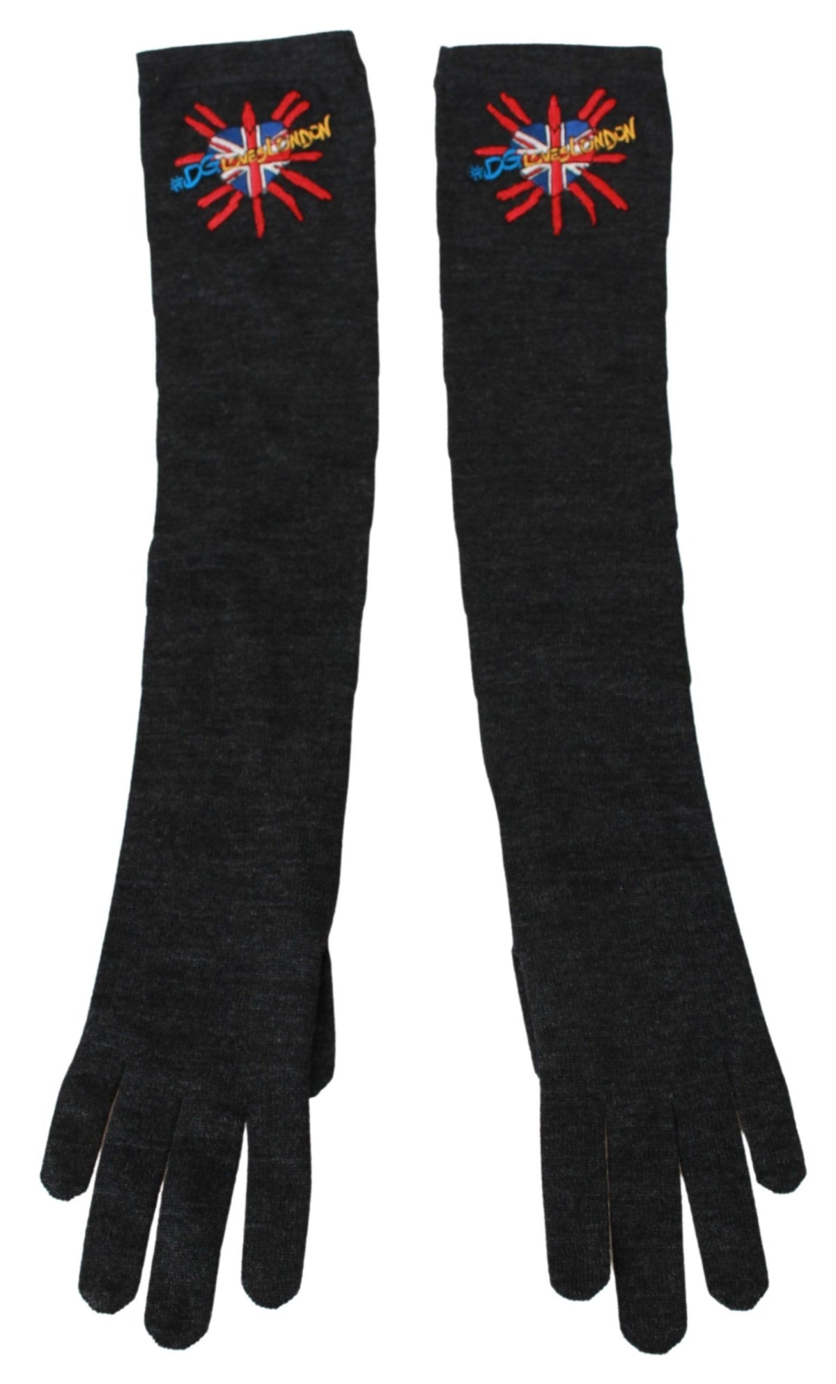 Gants Dolce & Gabbana femme longs #DGLovesLondon en laine vierge gris – LB1018#2