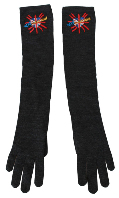 Gants Dolce & Gabbana femme longs #DGLovesLondon en laine vierge gris – LB1018#2