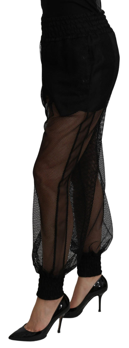 Jogging Dolce & Gabbana femme taille haute en polyester et soie noir – PAN71100