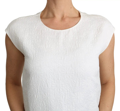 Dolce & Gabbana White Floral Brocade Blouse Cotton Top by Dolce & Gabbana