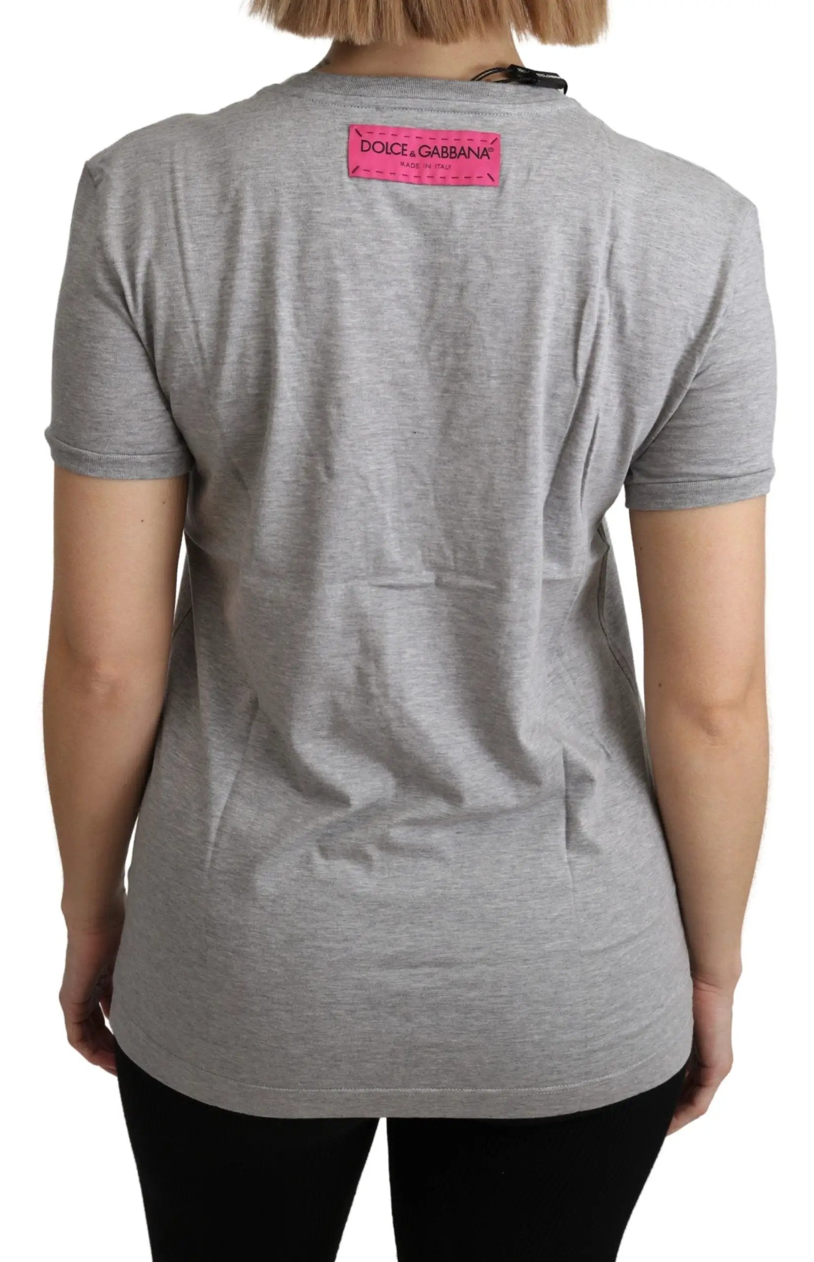 Dolce & Gabbana Gray Cotton Amore e Bellezza Top T-shirt by Dolce & Gabbana