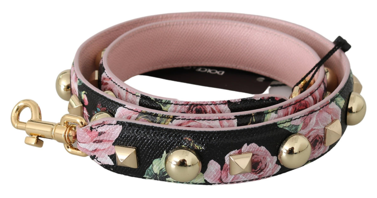 Bandoulière Dolce & Gabbana femme en cuir noir et rose à imprimé floral – BEL60707