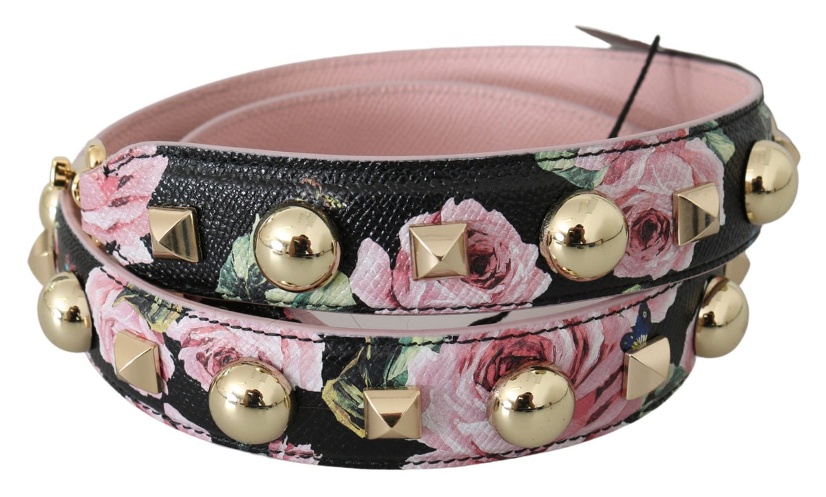Bandoulière Dolce & Gabbana femme en cuir noir et rose à imprimé floral – BEL60707