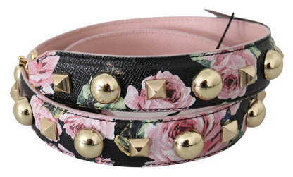 Bandoulière Dolce & Gabbana femme en cuir noir et rose à imprimé floral – BEL60707