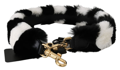 Bandoulière de sac Dolce & Gabbana femme en fourrure de lapin noir et blanc – BEL60716