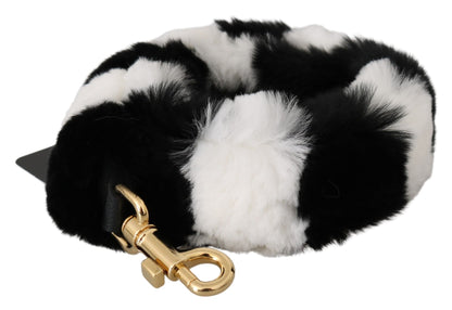 Bandoulière de sac Dolce & Gabbana femme en fourrure de lapin noir et blanc – BEL60716