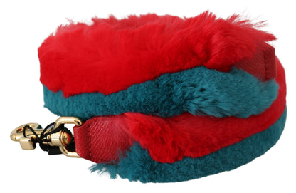 Bandoulière Dolce & Gabbana femme en fourrure de lapin rouge et bleu – BEL60719