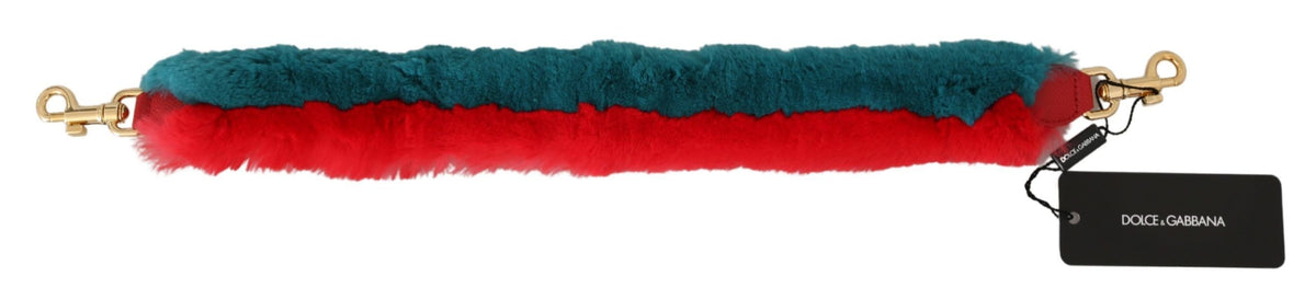 Bandoulière Dolce & Gabbana femme en fourrure de lapin rouge et bleu – BEL60719