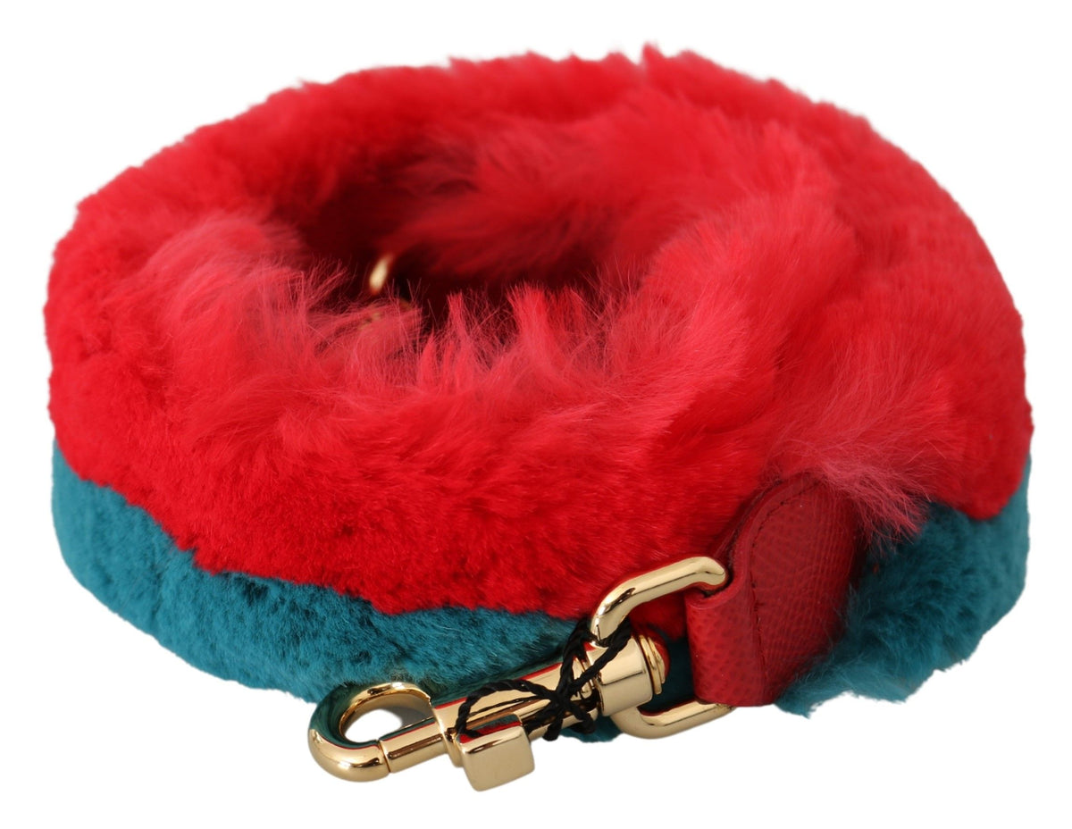 Bandoulière Dolce & Gabbana femme en fourrure de lapin rouge et bleu – BEL60719