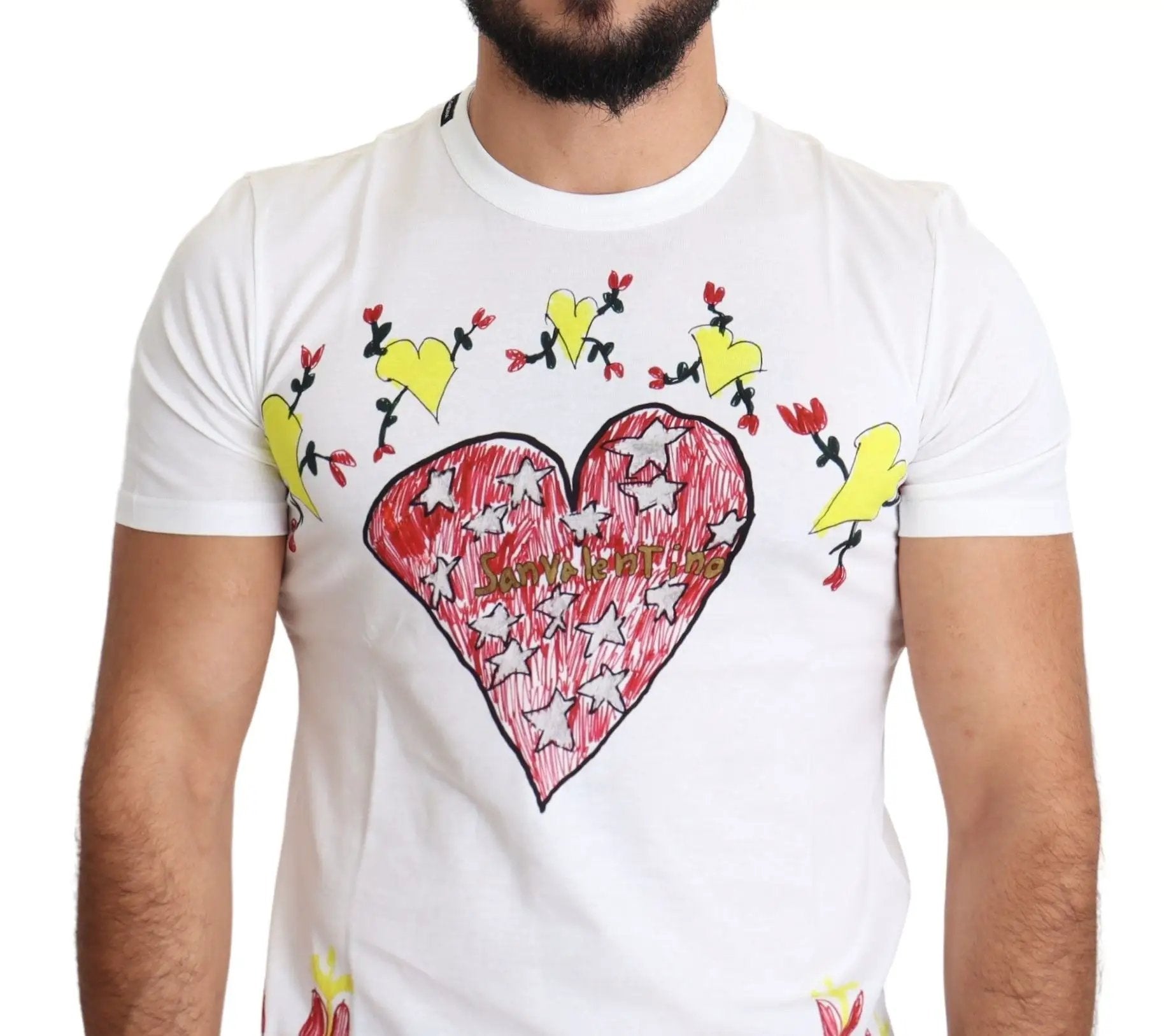 Dolce & Gabbana White Saint Valentine Print Cotton Men T-shirt by Dolce & Gabbana