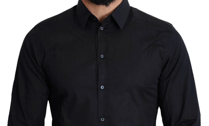 Dolce & Gabbana Blue Cotton Formal GOLD Dress Shirt