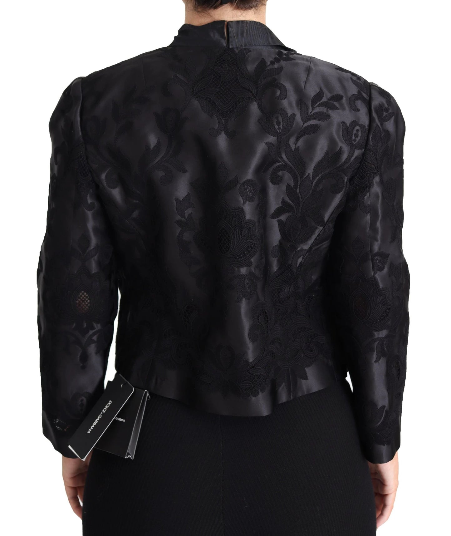 Dolce & Gabbana Black Lace Sheer Corset Organza Silk Jacket