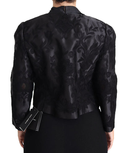 Dolce & Gabbana Black Lace Sheer Corset Organza Silk Jacket