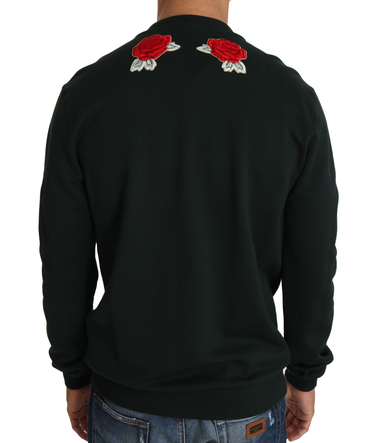 Pull Dolce & Gabbana homme brodé de cristaux en coton vert – TSH2519