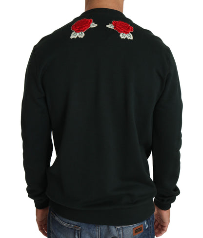 Pull Dolce & Gabbana homme brodé de cristaux en coton vert – TSH2519