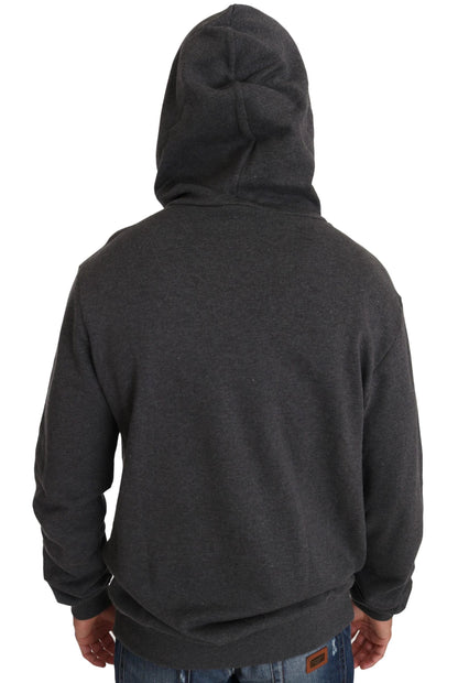 Dolce & Gabbana Gray Hooded Red Crystal Heart Gun Sweater