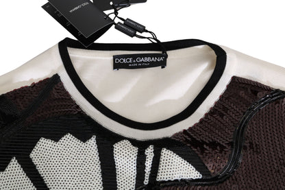 Pull Dolce & Gabbana homme New York Jazz à sequins en soie blanc – TSH2521