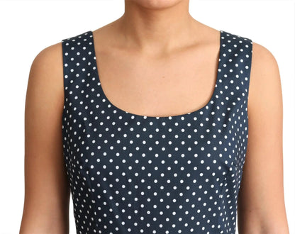Dolce & Gabbana Blue Dotted Cotton A-Line Gown Dress by Dolce & Gabbana