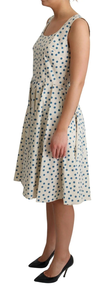 Dolce & Gabbana Beige Dotted Cotton A-Line Gown Dress by Dolce & Gabbana