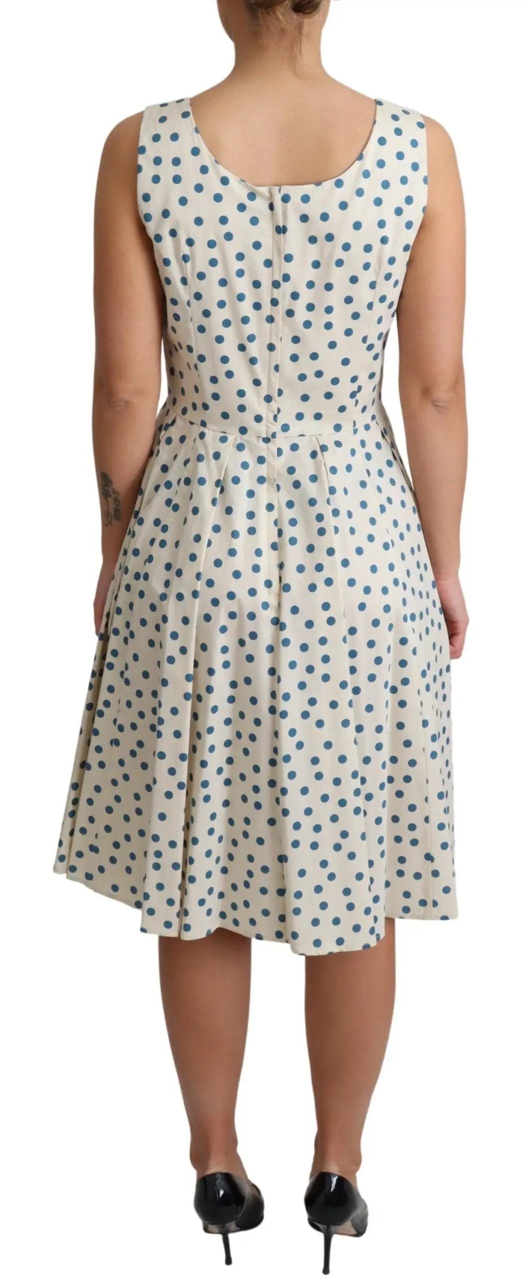 Dolce & Gabbana Beige Dotted Cotton A-Line Gown Dress by Dolce & Gabbana