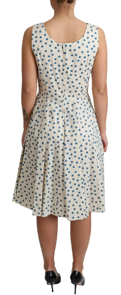 Dolce & Gabbana Beige Dotted Cotton A-Line Gown Dress by Dolce & Gabbana