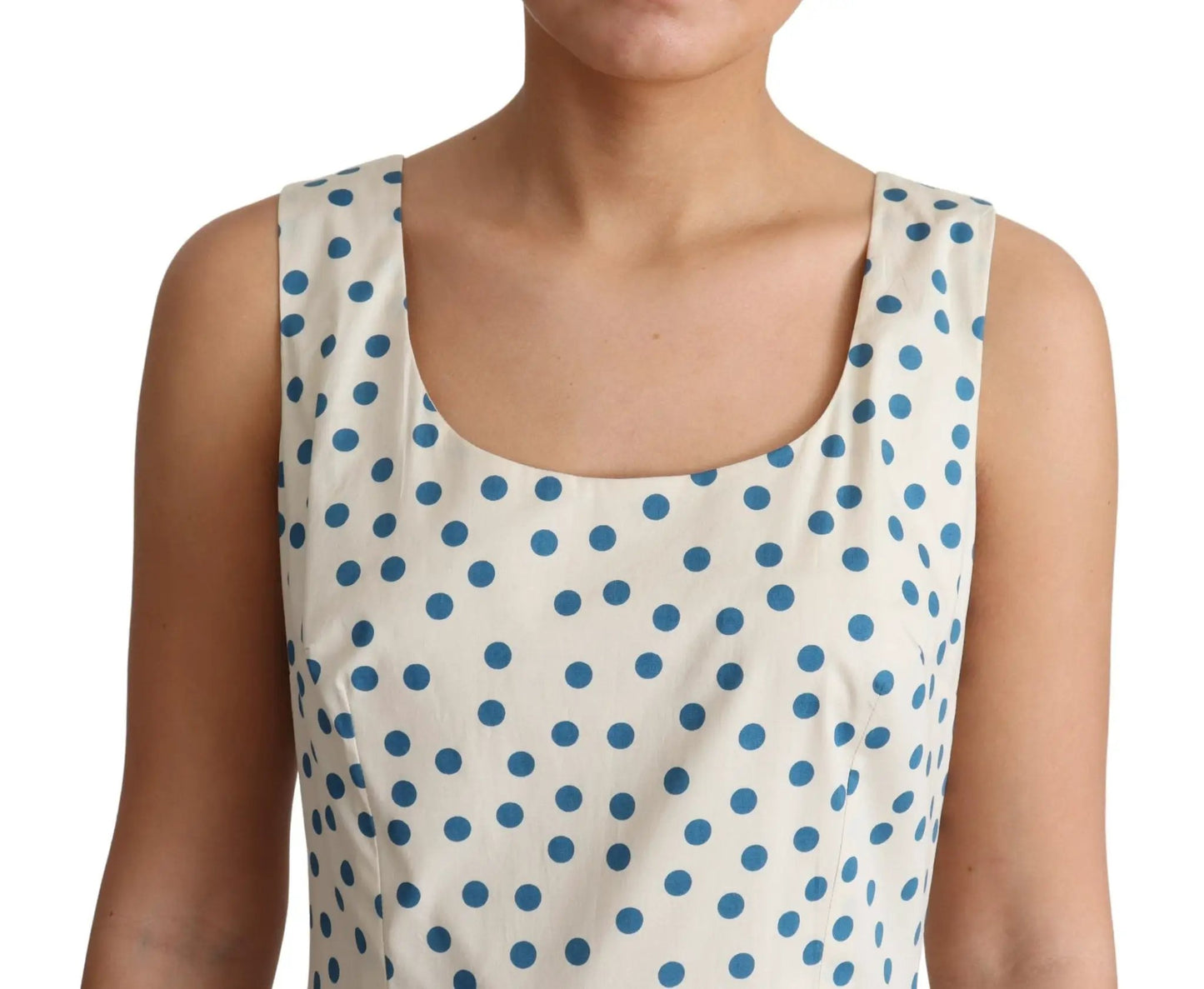 Dolce & Gabbana Beige Dotted Cotton A-Line Gown Dress by Dolce & Gabbana
