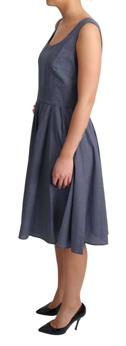 Dolce & Gabbana Blue Polka Cotton A-Line Stretch Dress by Dolce & Gabbana