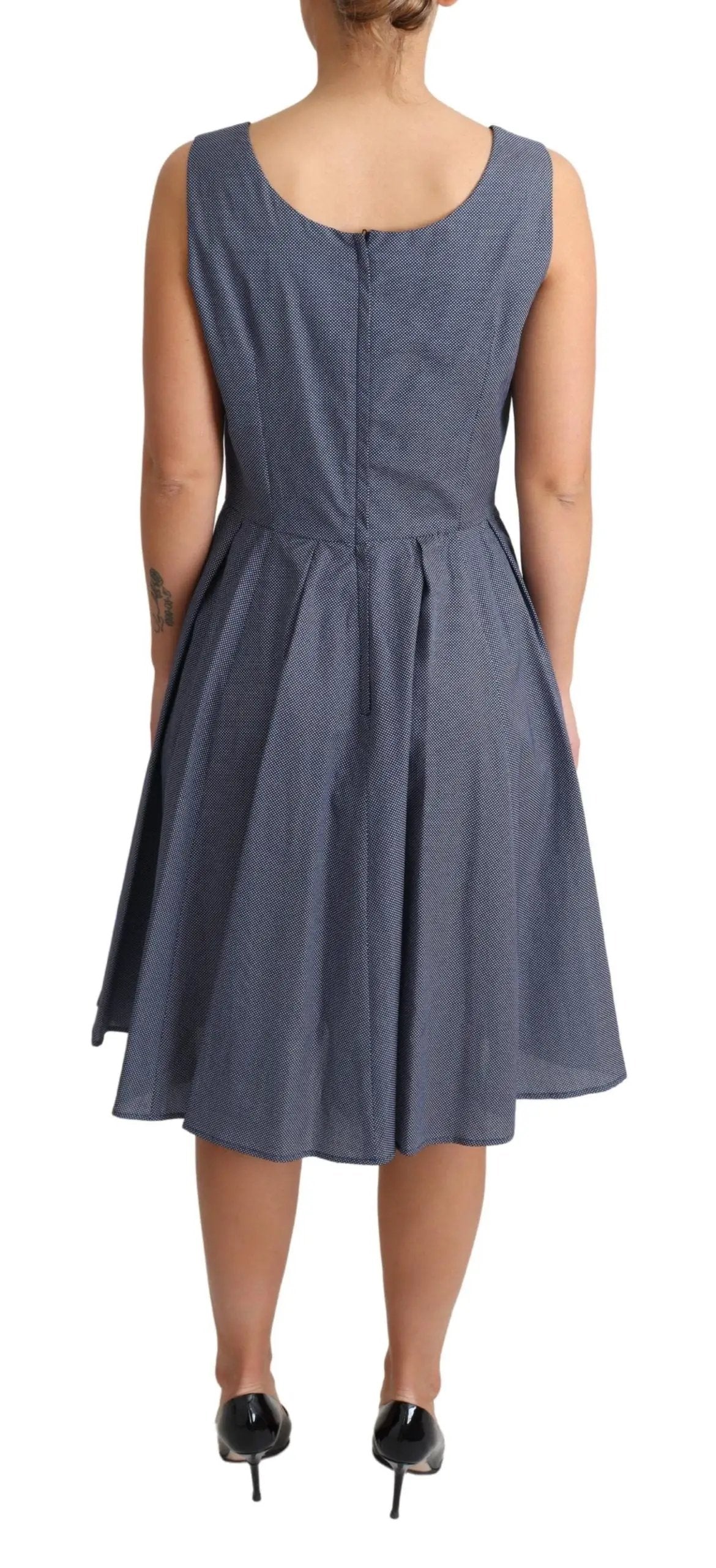 Dolce & Gabbana Blue Polka Cotton A-Line Stretch Dress by Dolce & Gabbana